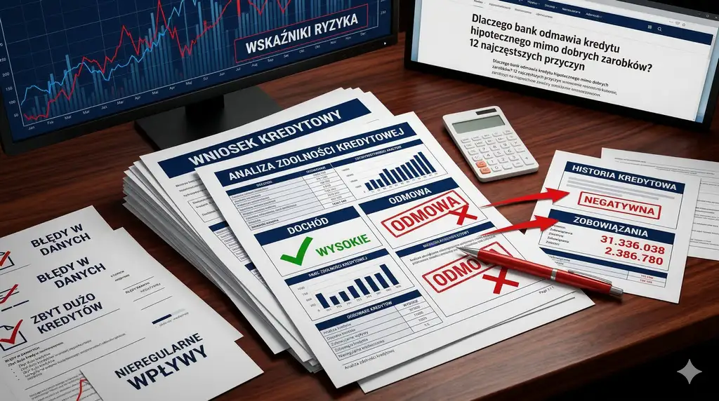 Dlaczego bank odmawia kredytu hipotecznego mimo dobrych zarobków? 12 najczęstszych przyczyn